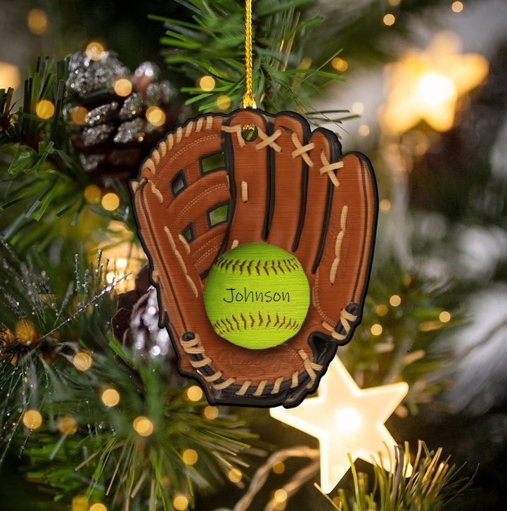 Personalized Softball Acrylic Ornament For Softball Players Christmas Gift