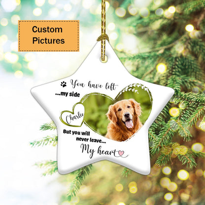 Custom Photo With Dog Ceramic Ornament, Custom Pet Photo Ornament, You Have Left My Side - Christmas Ornament Gift For Dog Lovers, Pet Lovers