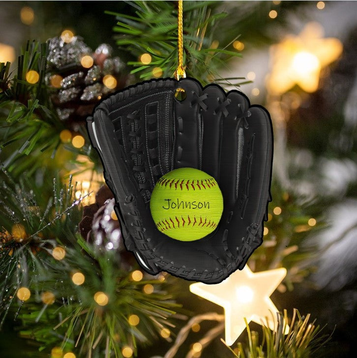 Personalized Softball Acrylic Ornament For Softball Players Christmas Gift