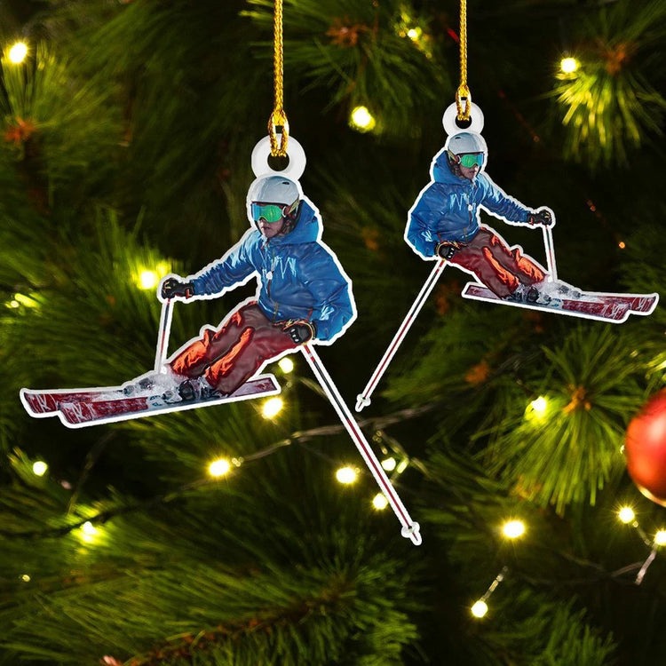Customized Snowboarding Ornament For Women, Custom Name Skiing Acrylic Christmas Ornament For Female