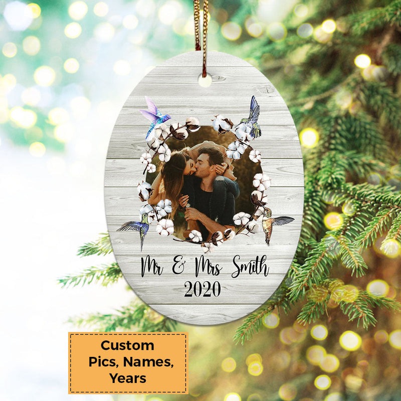 Custom Photo With Couple Ceramic Ornament, Custom Photo Ornament With Spouse, Sweet Photo - Christmas Ornament Gift For Couple, Lover, Anniversary