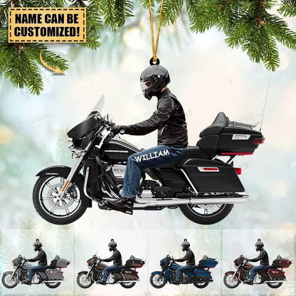 Personalized Name Biker Harley Davidson Motorcycle Car Ornament For Men - Gift For Bike Lovers