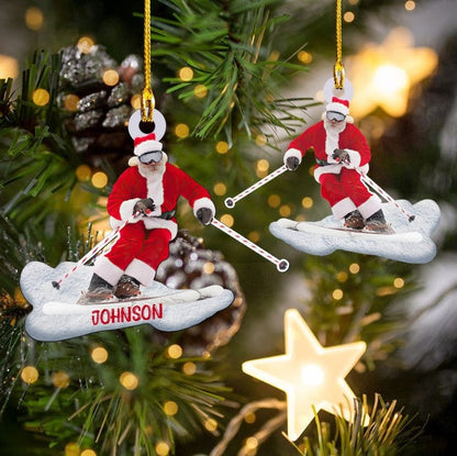 Customized Snowboarding Ornament For Women, Custom Name Skiing Acrylic Christmas Ornament For Female