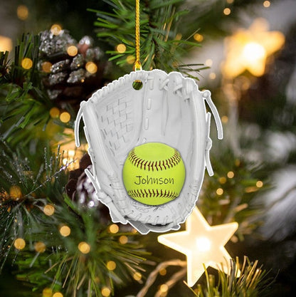 Personalized Softball Acrylic Ornament For Softball Players Christmas Gift