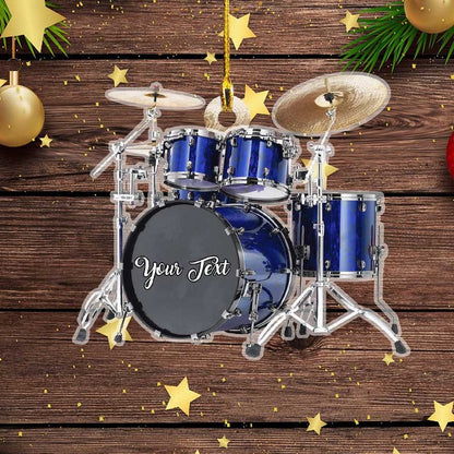 Personalized Custom Text Red Drum Set Custom Shape Ornament For Christmas Gift Drummer