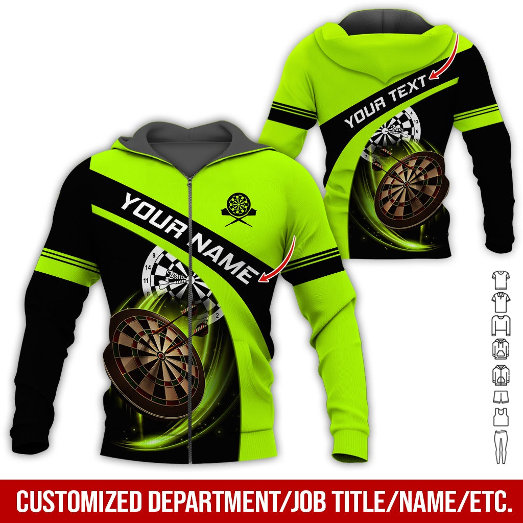 Personalized Name Darts Premium Zip Hoodie , Custom Name Dartboard Zip Hoodie For Men & Women - Gift For Darts Lovers, Darts Players