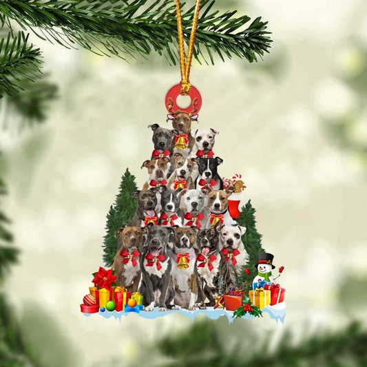 American Staffordshire Terrier Dogs Christmas Tree Acrylic Ornament, Dog Gifts For Decor Home, Christmas Gift For Dog Lovers, Dog Owners