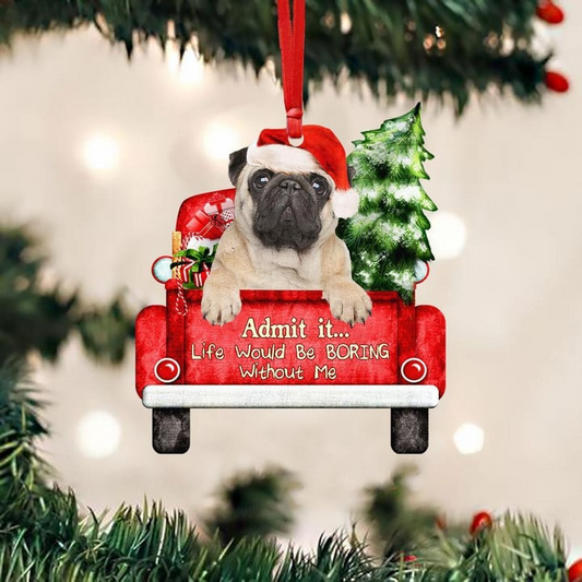 Custom Photo Great Dane On The Red Truck Acrylic Christmas Ornament, Customized Christmas Gift For Dog Lovers, Dog Owners