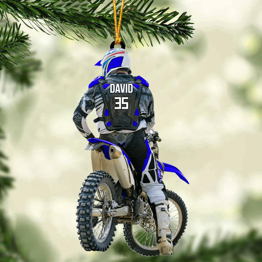 Personalized Motocross Acrylic Christmas Ornament, Motocross Racing Acrylic Ornament For Racer, Gift For Him, Motocross Lovers