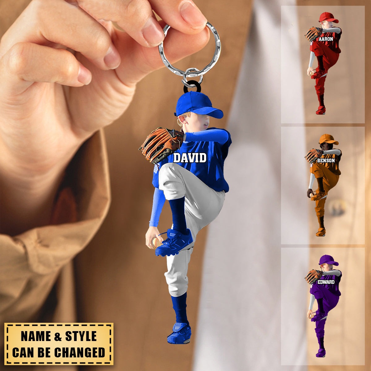 Custom Baseball Boy Throwing The Ball Christmas Acrylic Keychain Gift For Baseball Lovers, Baseball Fans - Christmas Gifts