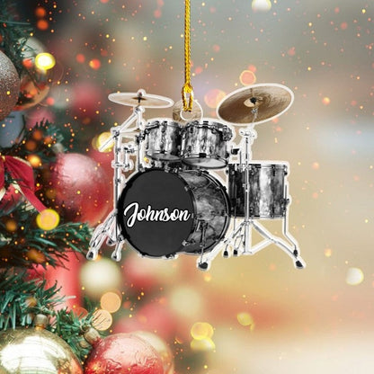 Personalized Custom Text Red Drum Set Custom Shape Ornament For Christmas Gift Drummer