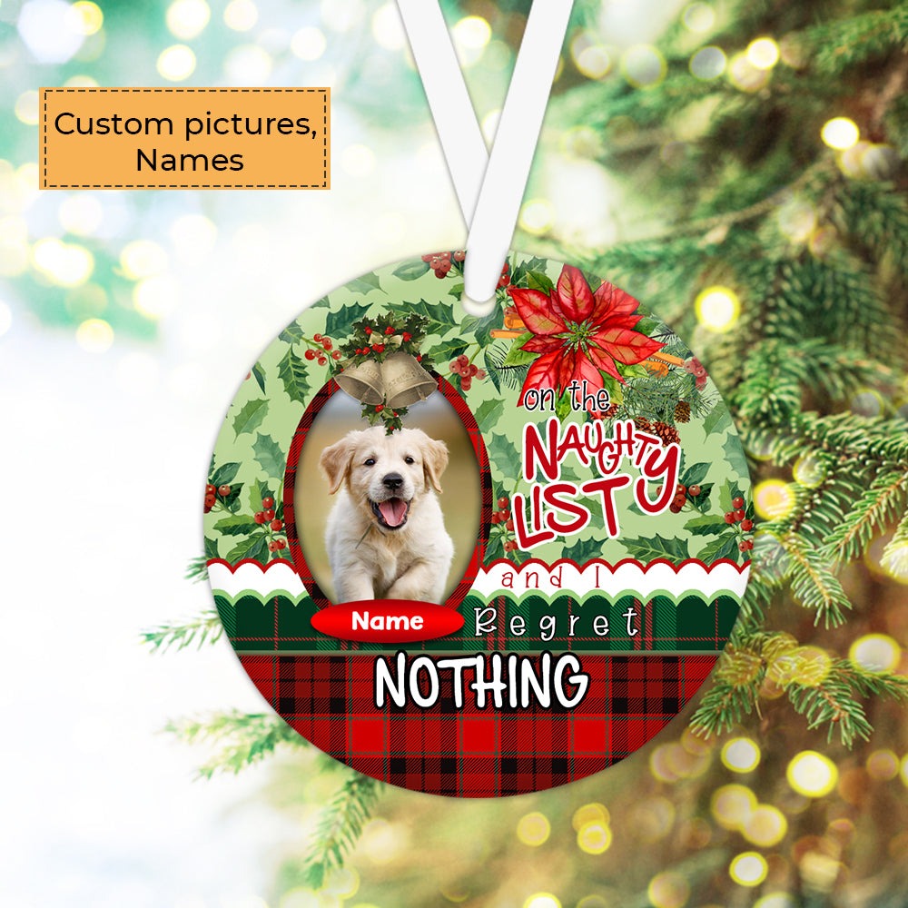 Custom Dog Photo Ceramic Ornament, Custom Pet Photo Ornament, Naughty List Custom Ornament - Christmas Ornament Gift For Dog Lovers, Pet Lovers