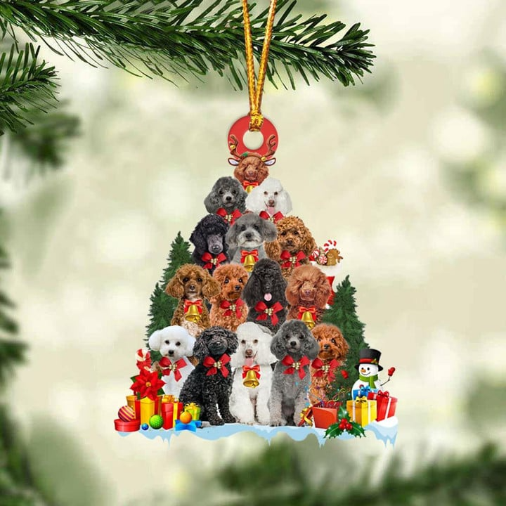 Poodle Dogs Christmas Tree Acrylic Ornament, Dog Gifts For Decor Home, Christmas Gift For Dog Lovers, Dog Owners