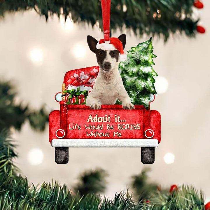 Custom Photo Jack Russell Terrier On The Red Truck Acrylic Christmas Ornament, Customized Christmas Gift For Dog Lovers, Dog Owners