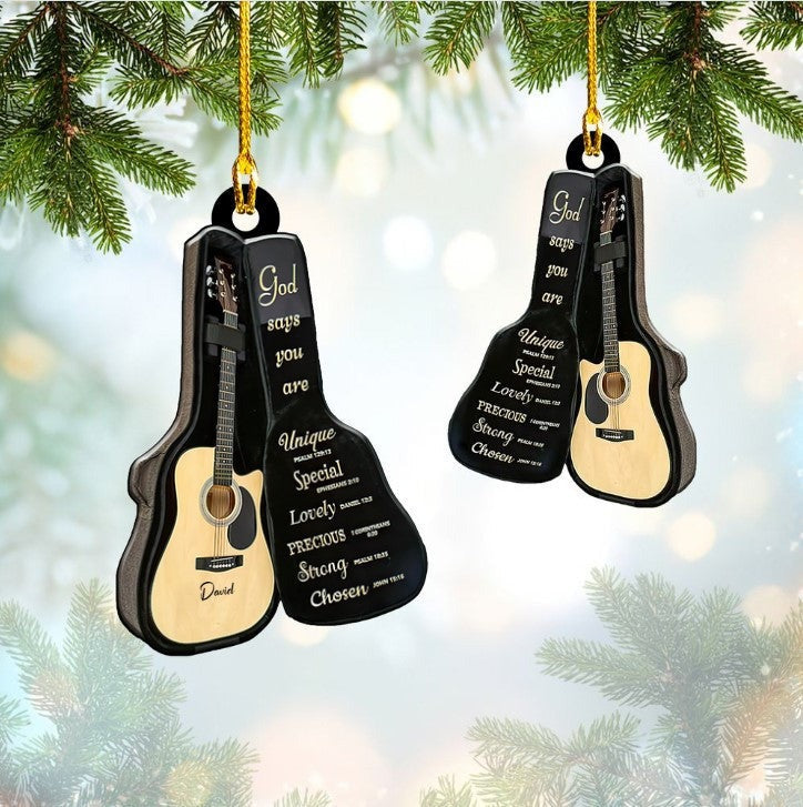 Personalized Classic Guitar Custom Name Christmas Car Ornament Custom Shape For Guitar Players