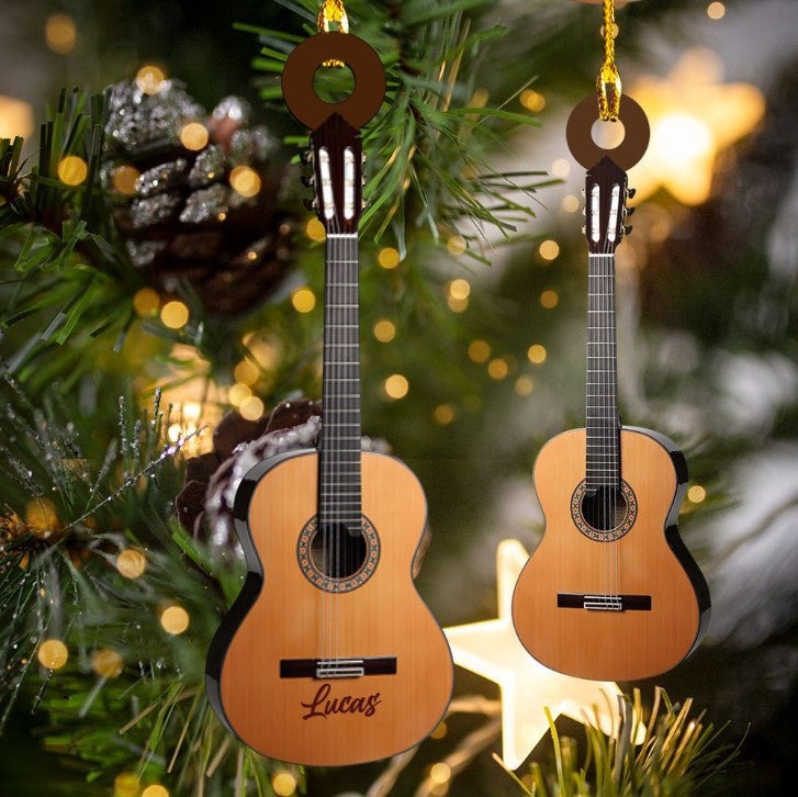 Personalized Classic Guitar Custom Name Christmas Car Ornament Custom Shape For Guitar Players