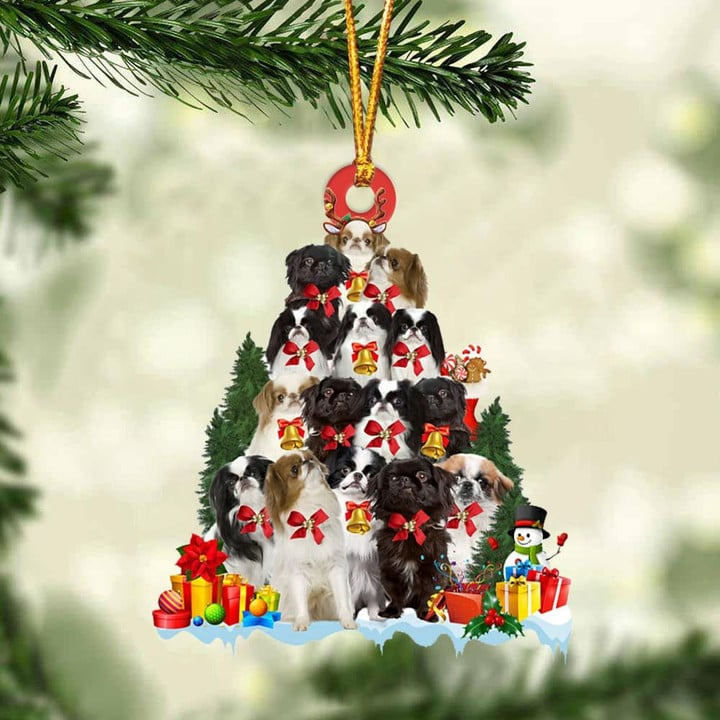 Japanese Chin Dogs Christmas Tree Acrylic Ornament, Dog Gifts For Decor Home, Christmas Gift For Dog Lovers, Dog Owners