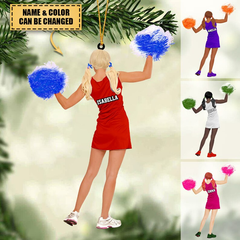 Personalized Cheerleader, Cheerleading Acrylic Christmas Ornament - Gift For Girl, Woman, Cheerleader Team
