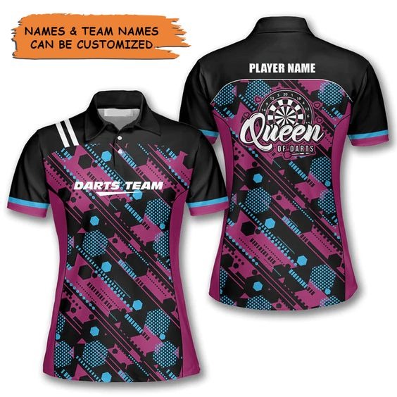 Customized Darts Polo Shirt, Queen Of Darts Team Shirt, Personalized Name Polo Shirt For Women - Perfect Gift For Darts Lovers, Darts Players