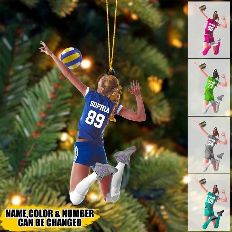 Custom Girl Beach Volleyball Acrylic Ornament - Gift For Volleyball Players