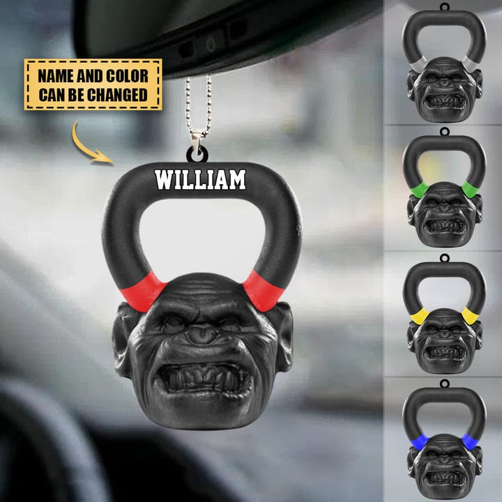 Personalized Name Gym Fitness Dumbbell Acrylic Car Hanging Ornament For Gymers