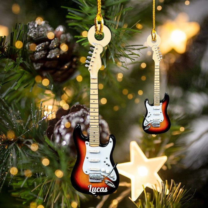 Personalized Classic Guitar Custom Name Christmas Car Ornament Custom Shape For Guitar Players