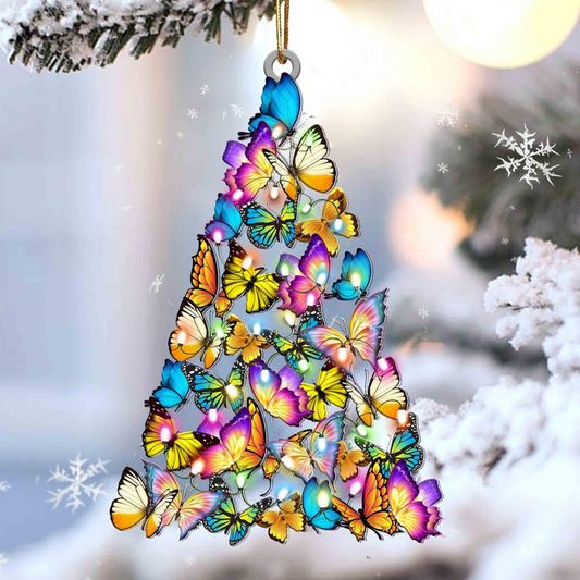 Butterfly Christmas Tree Acrylic Ornament, Butterfly Gifts For Decor Home, Christmas Gift For Butterfly Lovers