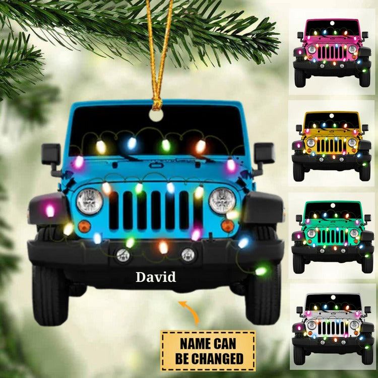 Personalized Jeep Car Acrylic Christmas Ornament, Custom Shape Ornament Decor, Car Lover Ornament