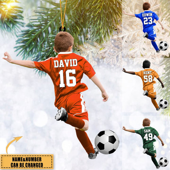 Personalized Soccer Boy Christmas Car Ornament, Gift For Soccer Lovers, Christmas Gifts