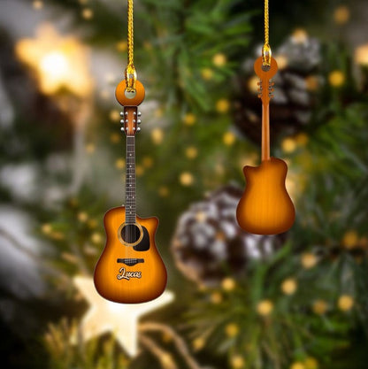 Personalized Classic Guitar Custom Name Christmas Car Ornament Custom Shape For Guitar Players