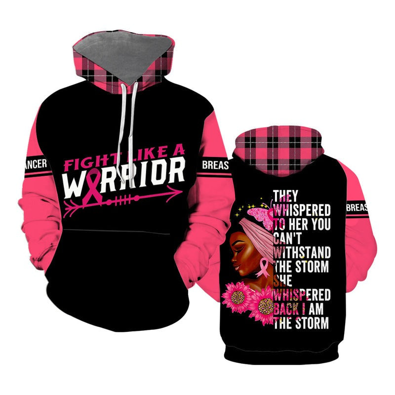 Fight Breast Cancer Warrior Whispered Pullover Premium Hoodie, Perfect Outfit For Men And Women On Breast Cancer Christmas New Year Autumn Winter
