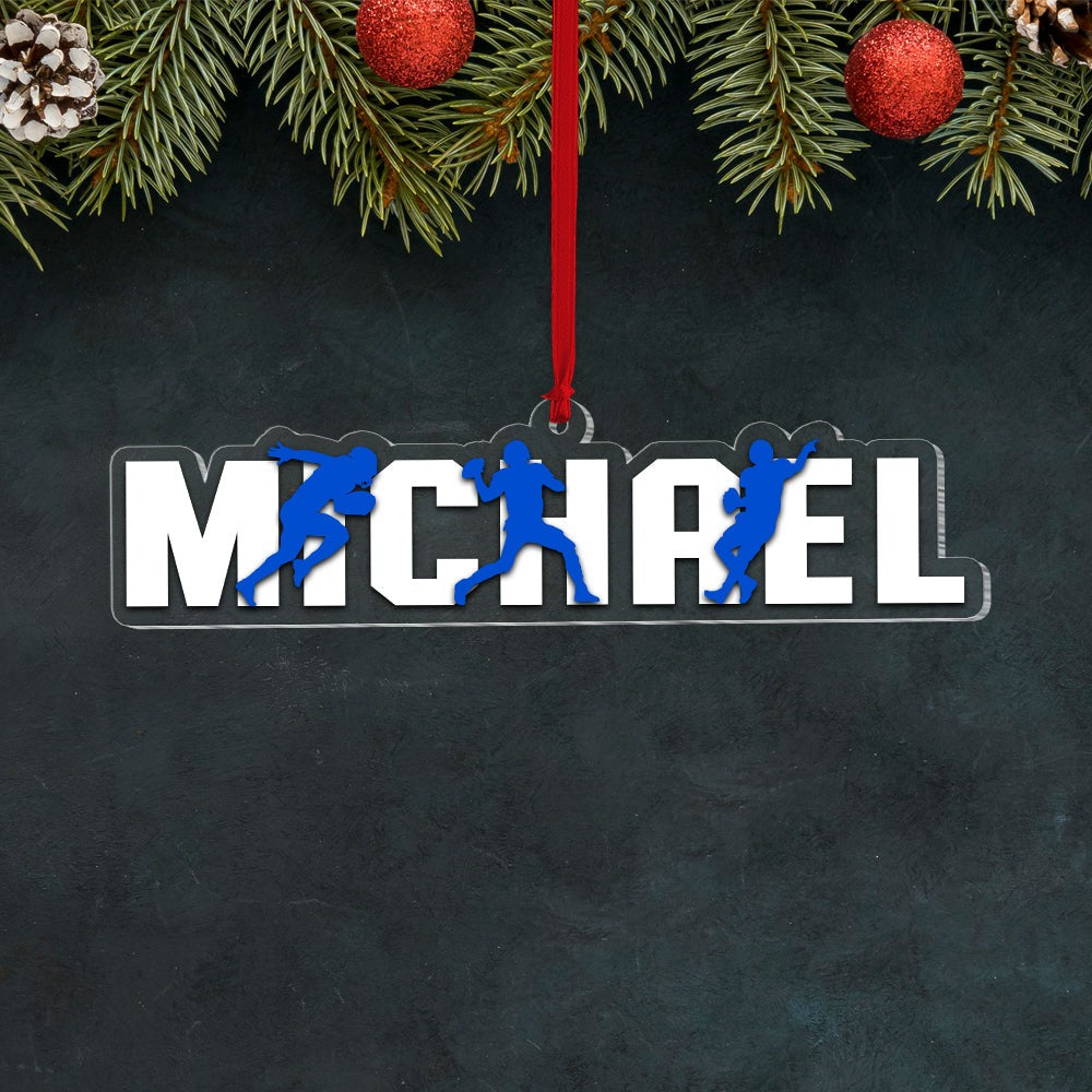 Customized Name Photo Football Player Acrylic Ornament Gift For Football Lovers - Christmas Ornament Decor, Christmas Tree Decor