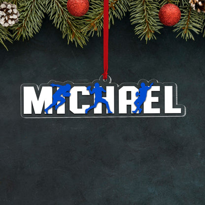 Customized Name Photo Football Player Acrylic Ornament Gift For Football Lovers - Christmas Ornament Decor, Christmas Tree Decor