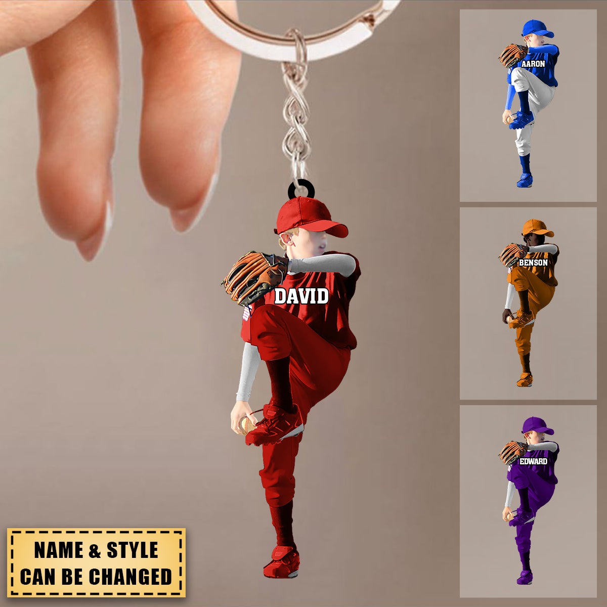 Custom Baseball Boy Throwing The Ball Christmas Acrylic Keychain Gift For Baseball Lovers, Baseball Fans - Christmas Gifts