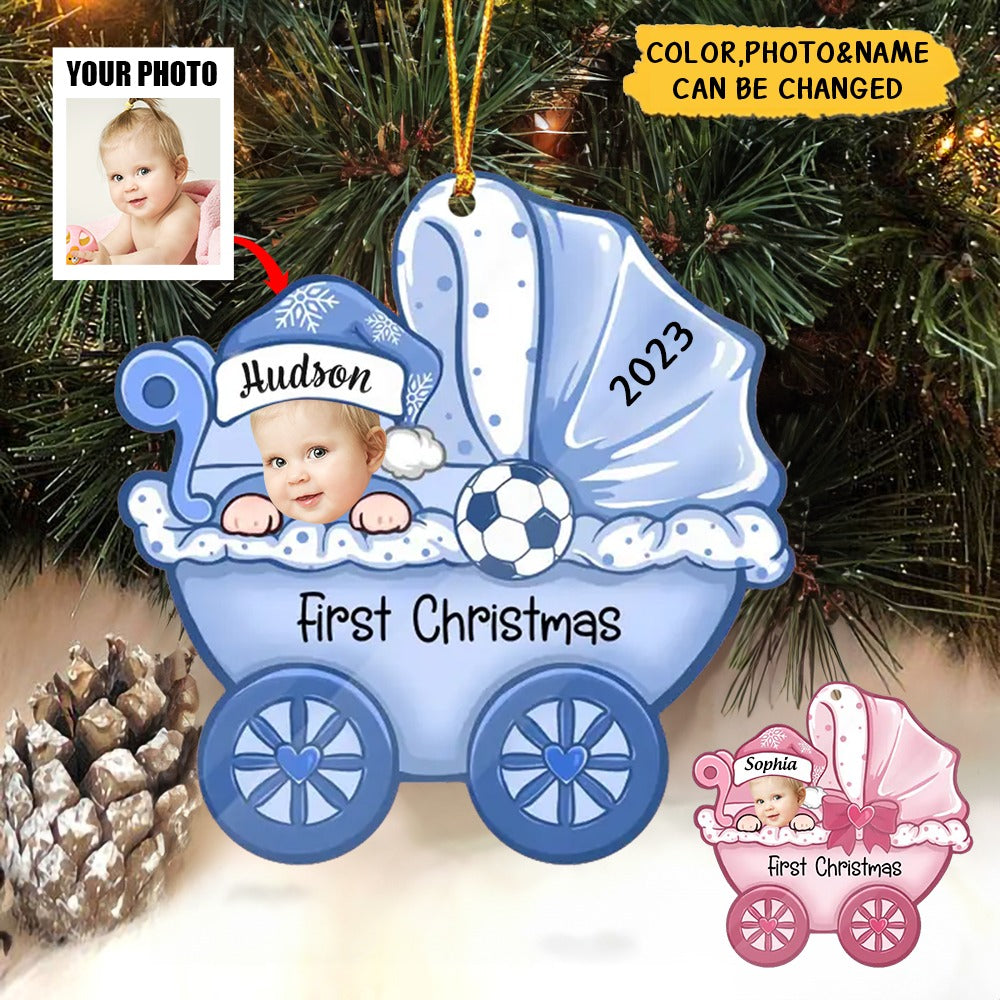 Personalized Photo Acrylic Ornament Gift For Baby - First Christmas - Custom Shaped Acrylic Ornament, Christmas Ornament Decor