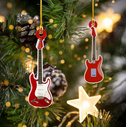 Personalized Classic Guitar Custom Name Christmas Car Ornament Custom Shape For Guitar Players