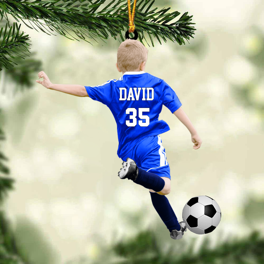 Personalized Soccer Boy Christmas Car Ornament, Gift For Soccer Lovers, Christmas Gifts