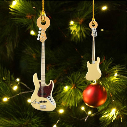 Personalized Classic Guitar Custom Name Christmas Car Ornament Custom Shape For Guitar Players