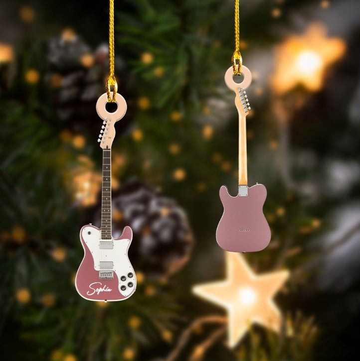 Personalized Classic Guitar Custom Name Christmas Car Ornament Custom Shape For Guitar Players