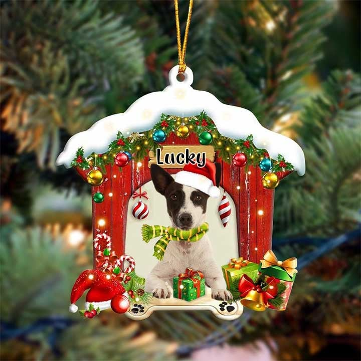 Personalized Name Jack Russell Terrier In Red Wood House Acrylic Christmas Ornament Gift For Dog Lovers, Dog Mom