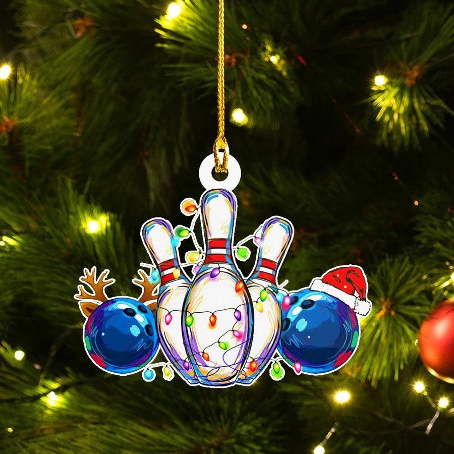 Bowling Christmas Acrylic Ornament For Bowling Lovers - Christmas Gift For Bowling Lovers, Bowlers