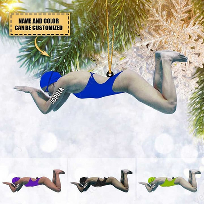 Personalized Female Swimming Christmas Car Ornament For Swimmer Athlete Team, Swimming Lovers