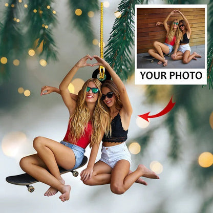 Custom Photo Sister Christmas Ornament, Custom Shape Acrylic Ornament - Gift For Sister