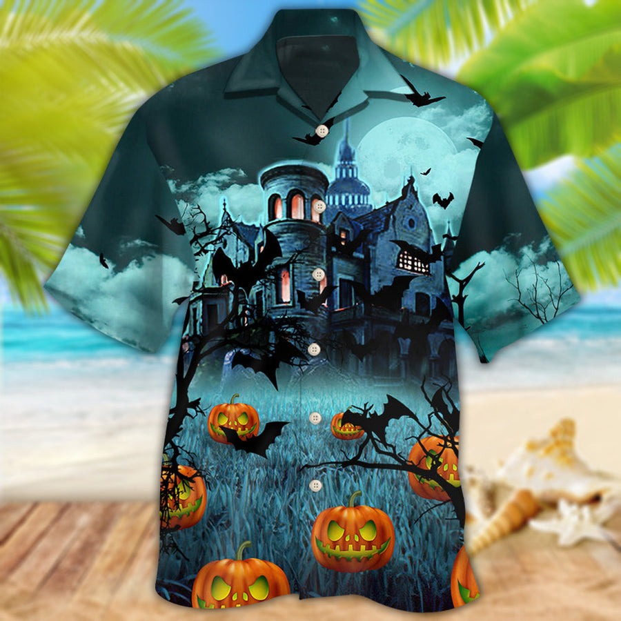Halloween Hawaiian Shirt, Halloween Night Dark Pumpkin Aloha Shirt For Men & Women - Halloween Gift For Members Family, Friends