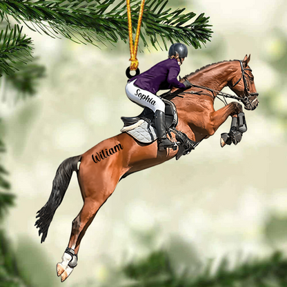 Customized Equestrian Girl Christmas Car Ornament, Equestrian Car Ornament Gift For Horse Lovers, Her, Wife, Christmas Gifts