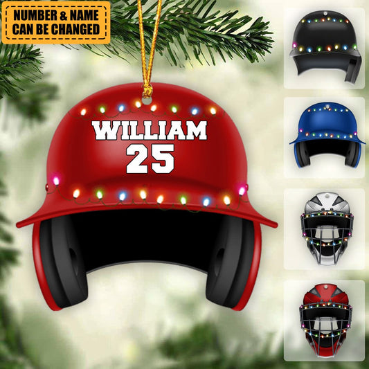 Personalized Baseball Helmet Acrylic Ornament Gift For Baseball Lovers, Baseball Fans - Christmas Ornament Tree Decor