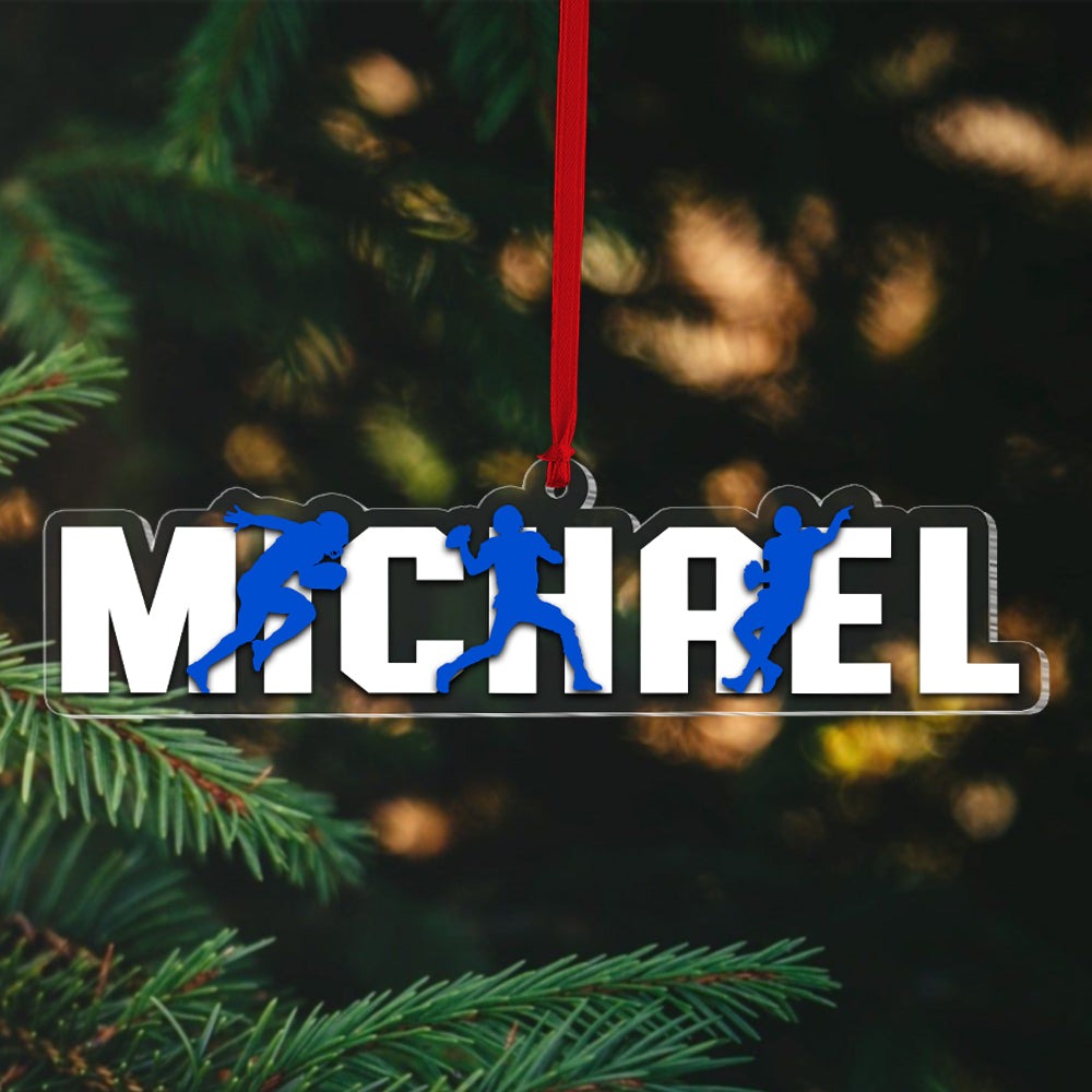 Customized Name Photo Football Player Acrylic Ornament Gift For Football Lovers - Christmas Ornament Decor, Christmas Tree Decor