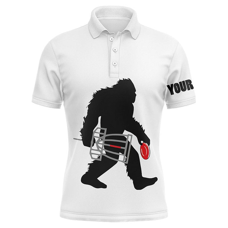 Disc Golf Customized Name Men Polo Shirt, Funny Bigfoot Sasquatch, Personalized Black Men Polo Shirt - Perfect Polo Shirt For Men, Disc Golf Lover