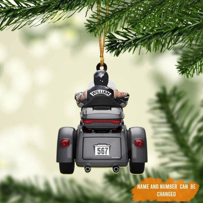 Personalized Biker Man Trike Tri Glide Motorcycle Ornament, Christmas Acrylic Ornament For Biker Man