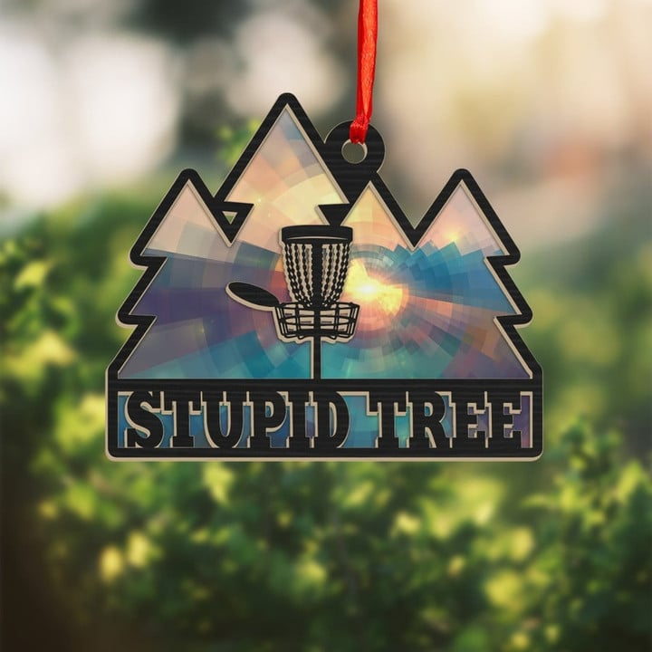 Disc Golf Stupid Tree Acrylic Ornament For Xmas Decor, Christmas Ornament Gift For Family, Hanging Tree